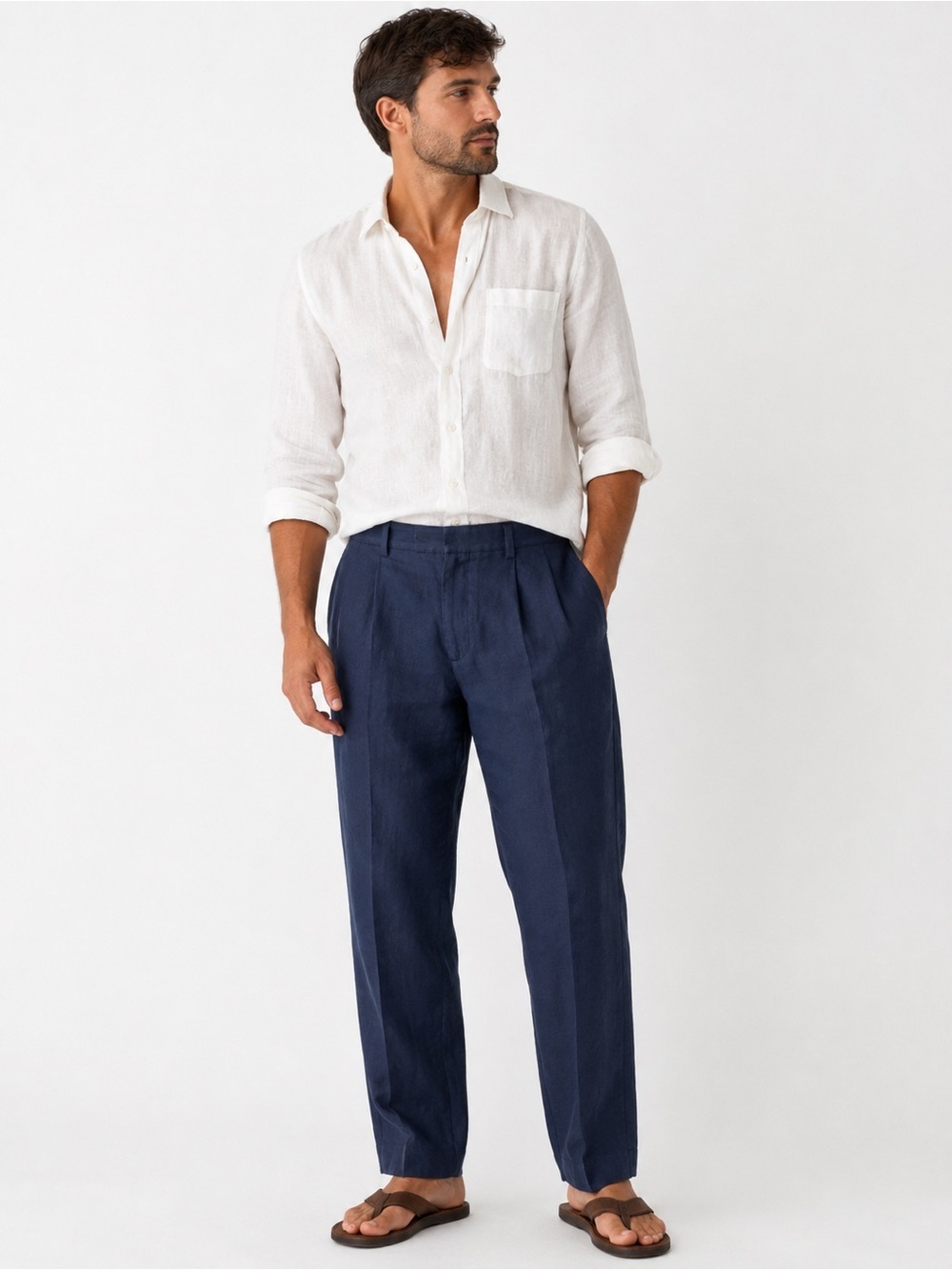 Nordstrom • NWOT 100% Linen Men's Navy Pants Inseam incuffed 35”